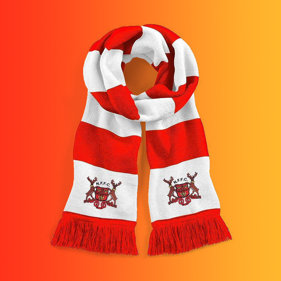 Retro Forest Bar Scarf with Embroidered Badge