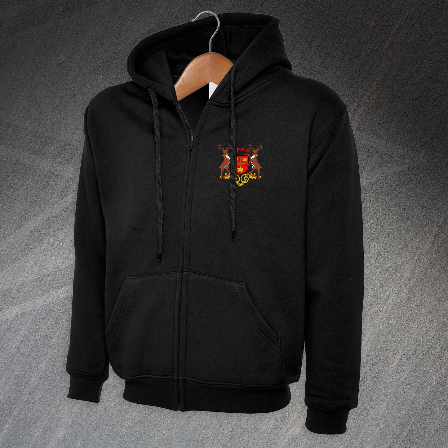 Retro Nottm Forest 1970 Embroiderd Full Zip Hoodie