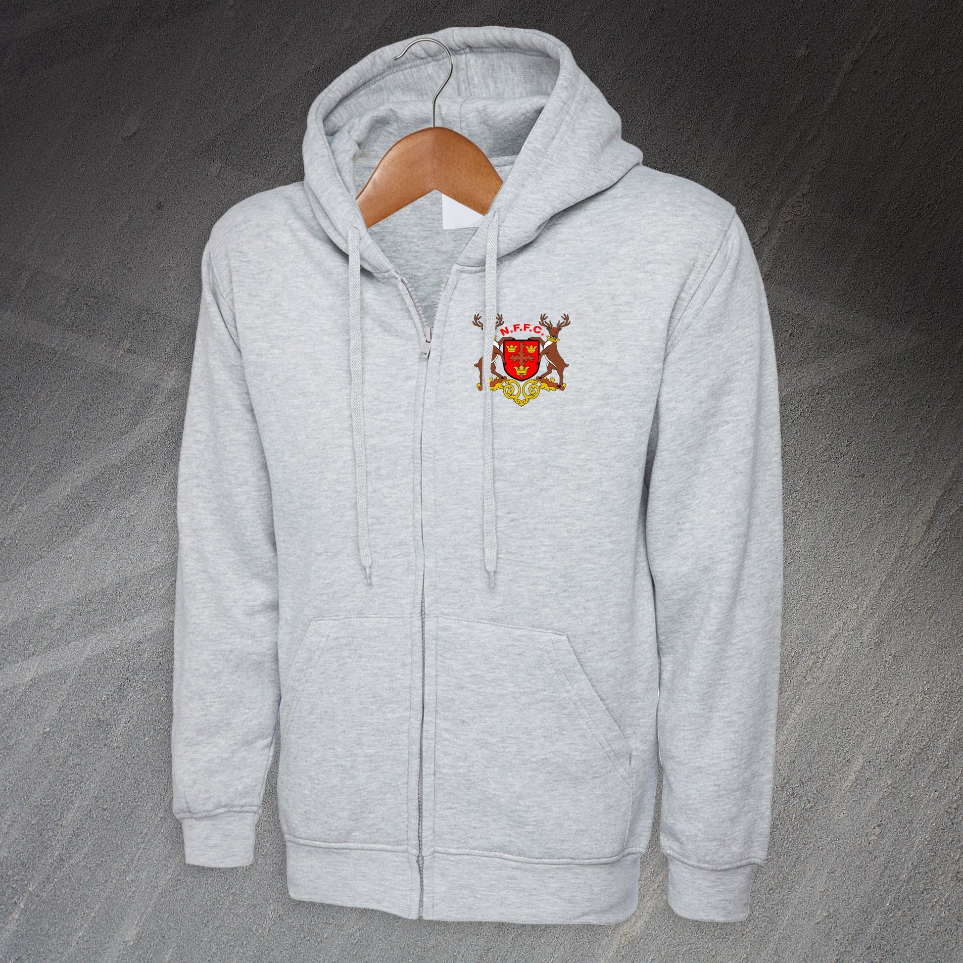 Retro Nottm Forest 1970 Embroiderd Full Zip Hoodie