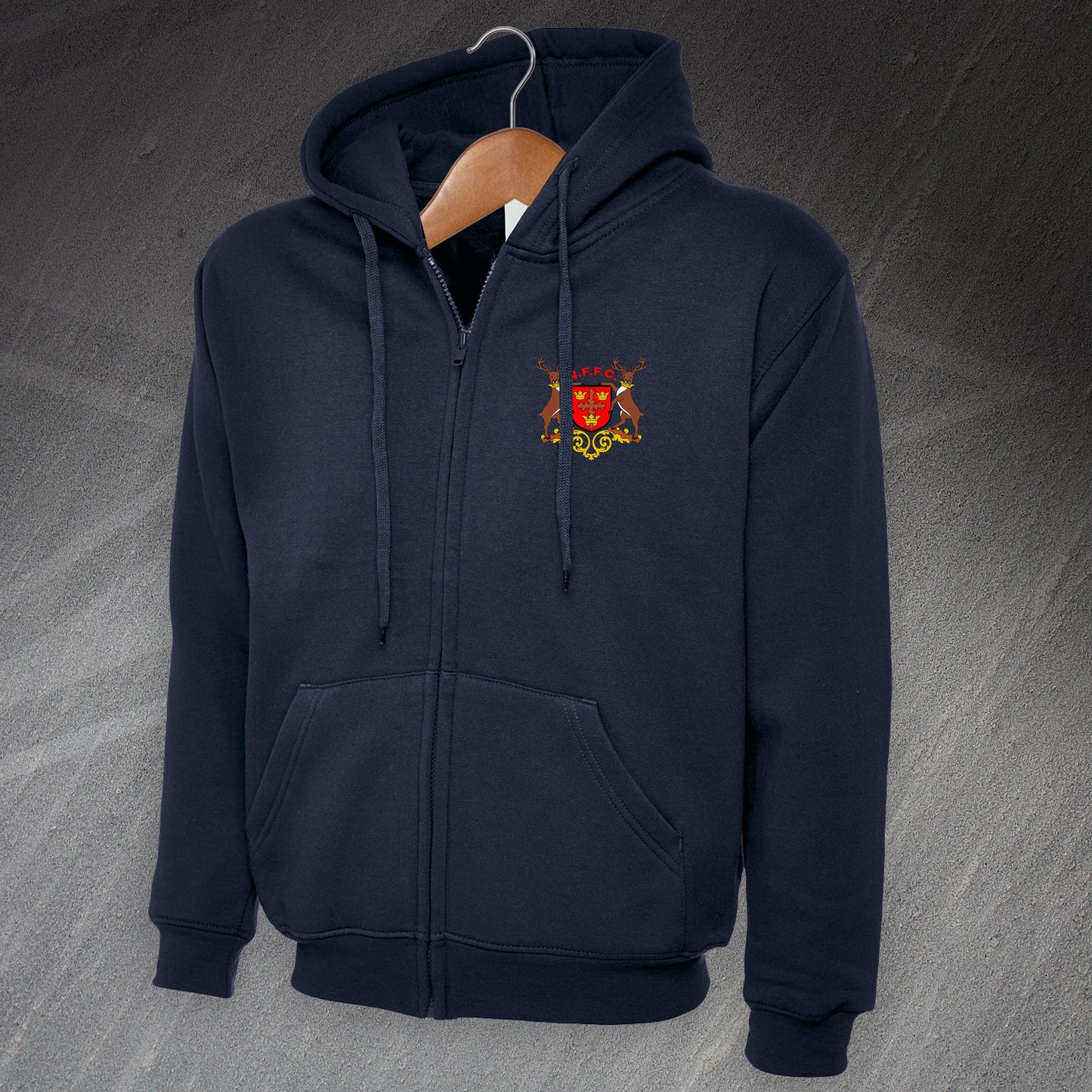 Retro Nottm Forest 1970 Embroiderd Full Zip Hoodie