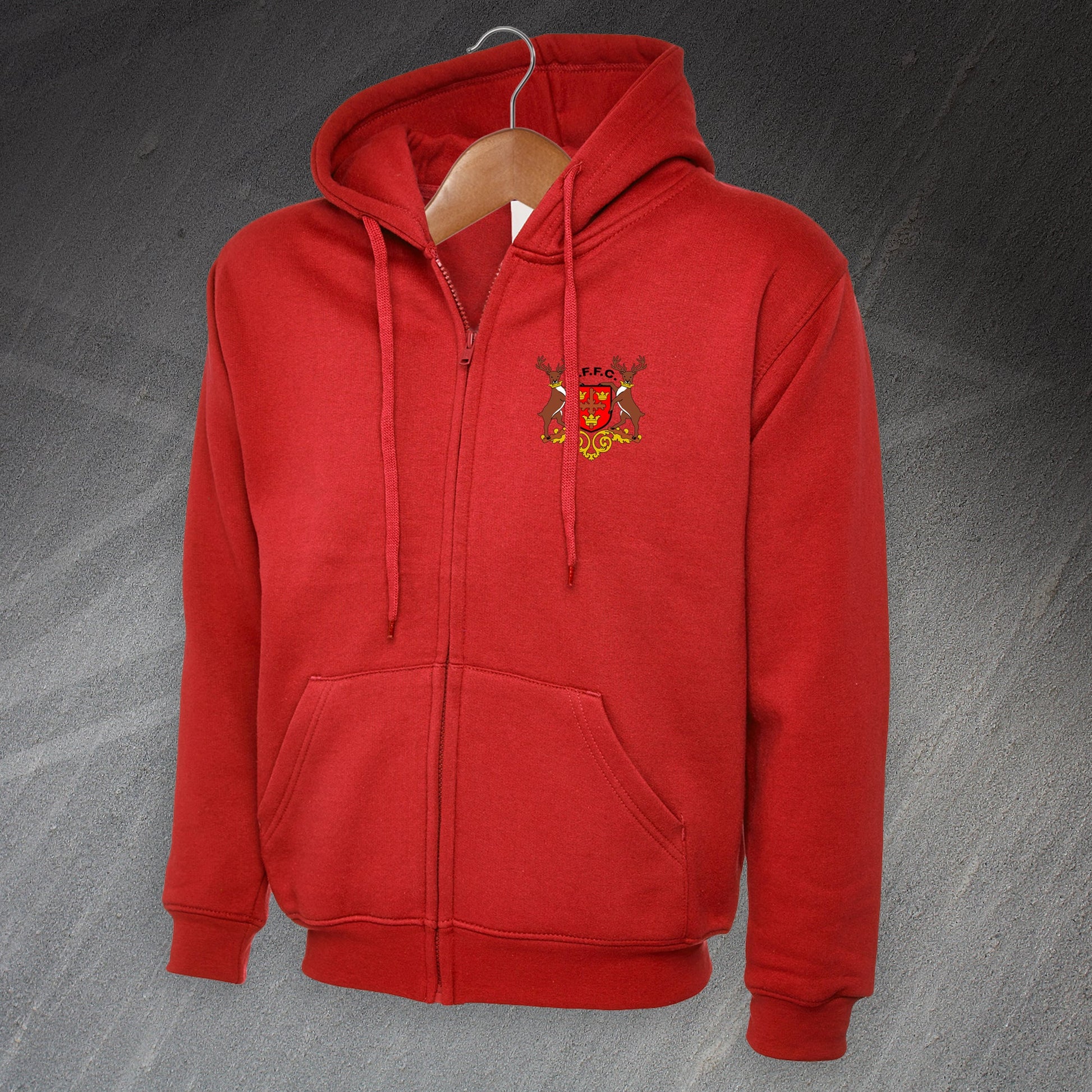 Retro Nottm Forest 1970 Embroiderd Full Zip Hoodie
