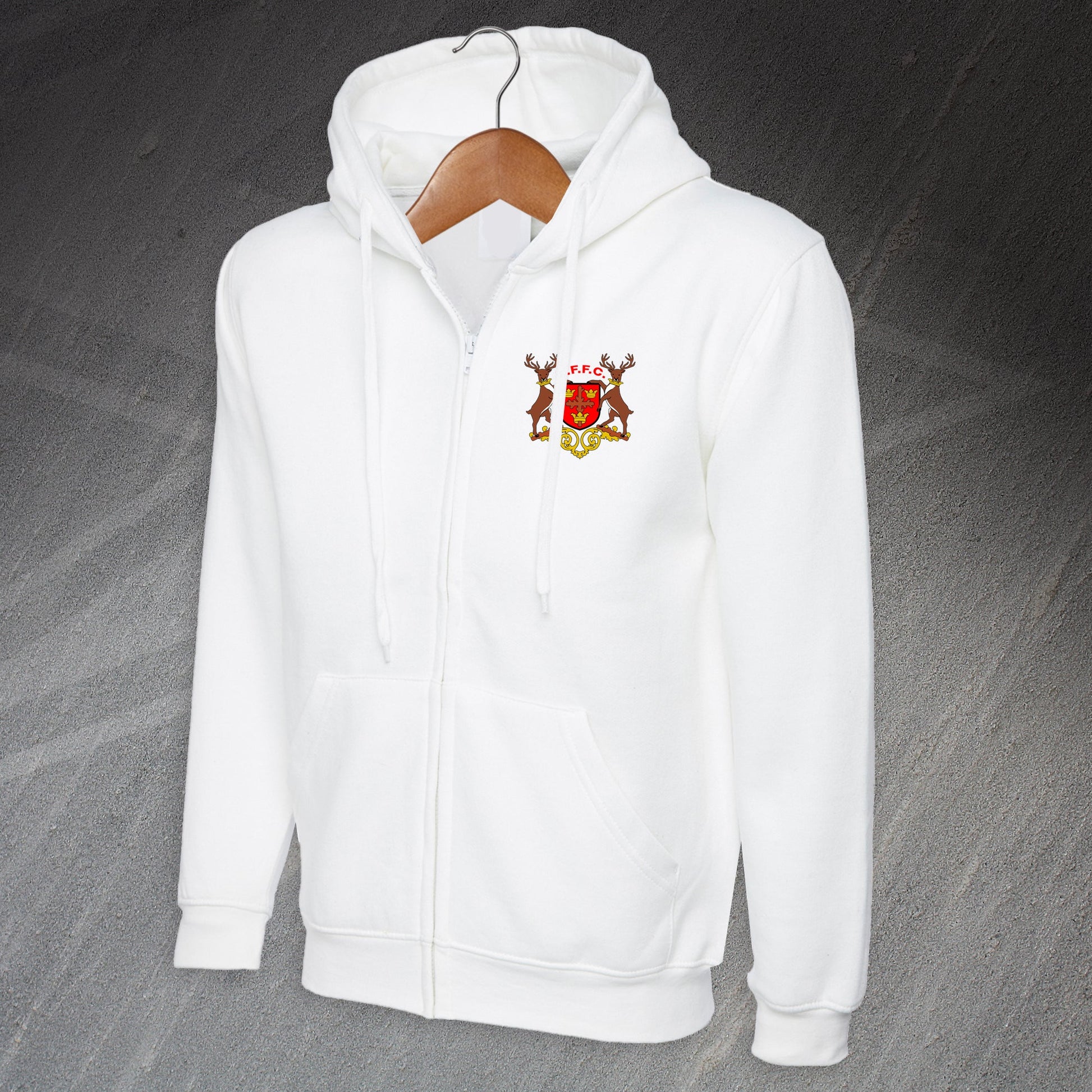Retro Nottm Forest 1970 Embroiderd Full Zip Hoodie