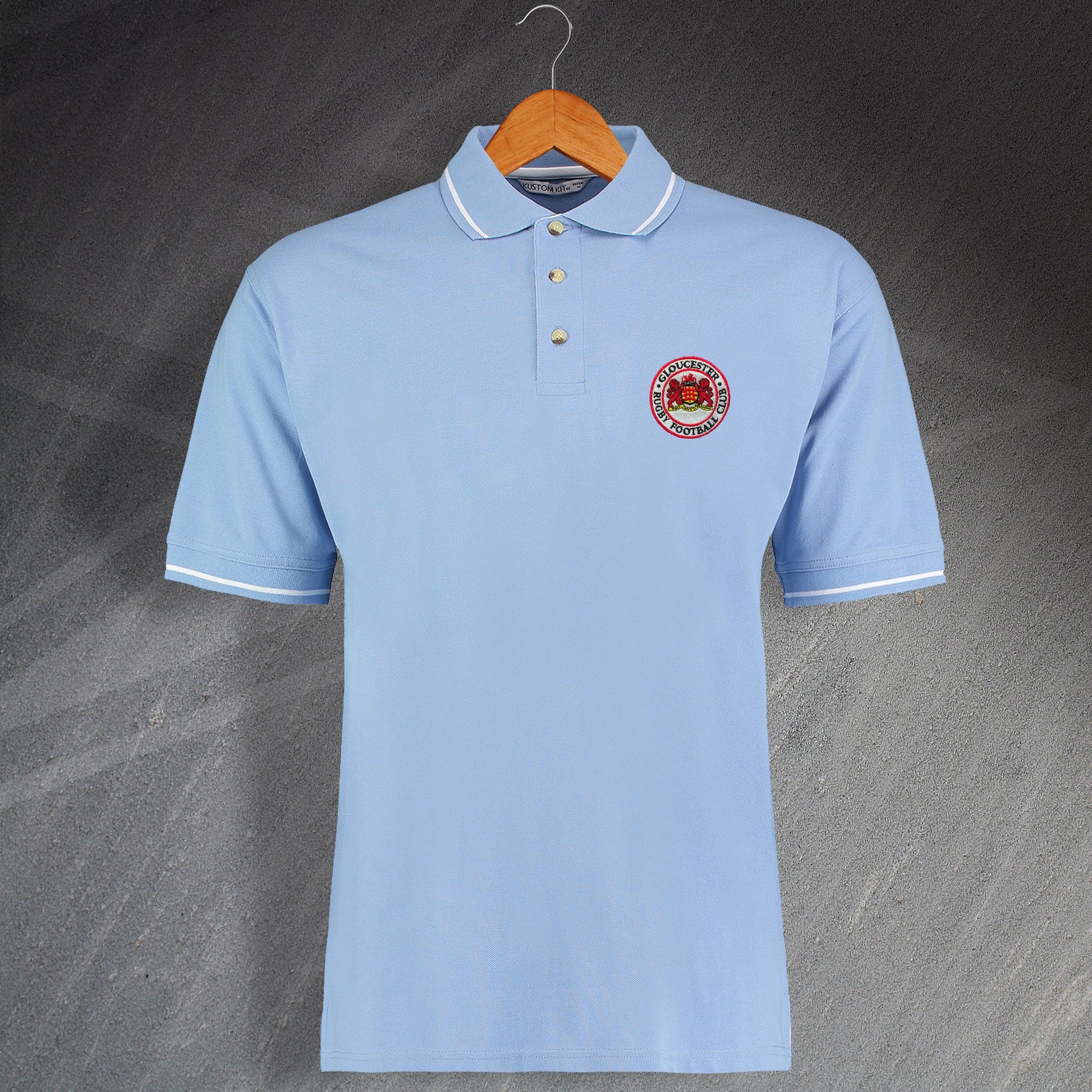 Retro Gloucester RFC Embroidered Contrast Polo Shirt