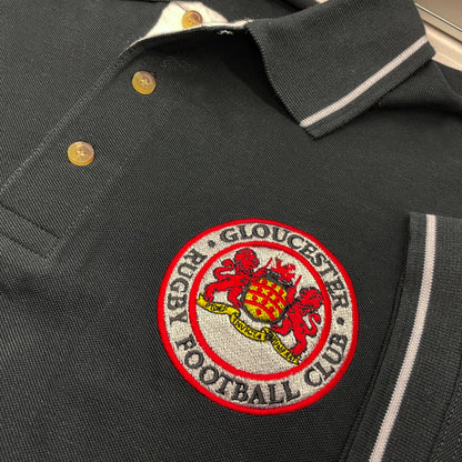 Retro Gloucester Rugby Embroidered Contrast Polo Shirt