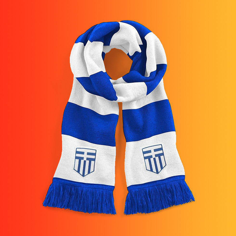 Retro Greece Bar Scarf with Embroidered Badge