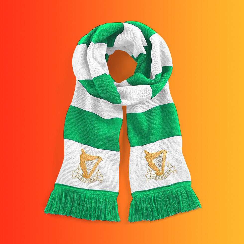 Retro Hibs 1900s Bar Scarf with Embroidered Badge