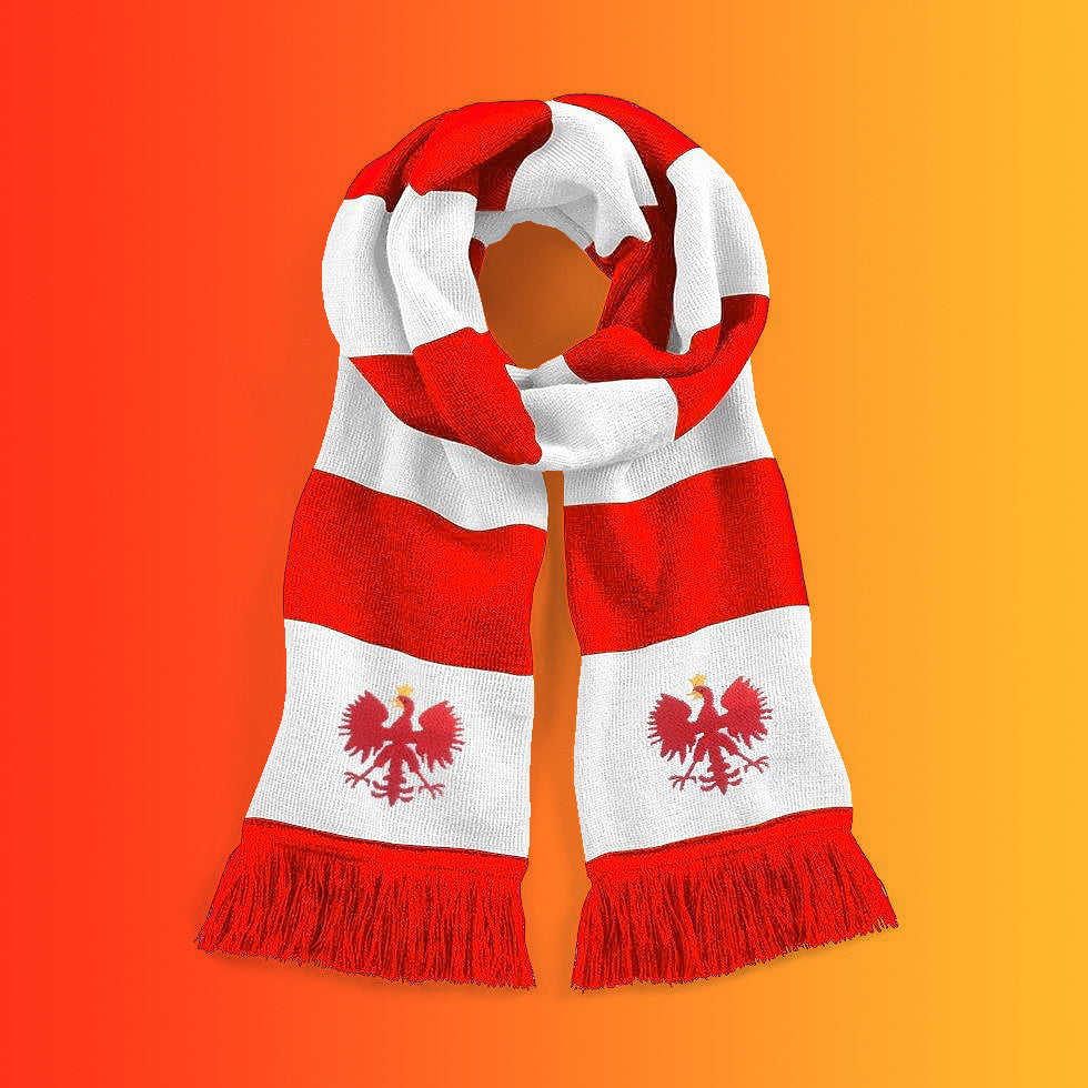 Retro Poland Bar Scarf with Embroidered Badge