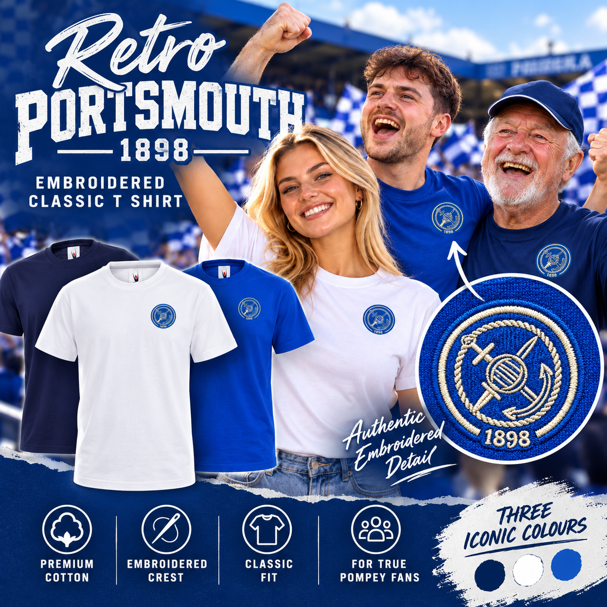 Retro Portsmouth Football T-Shirt