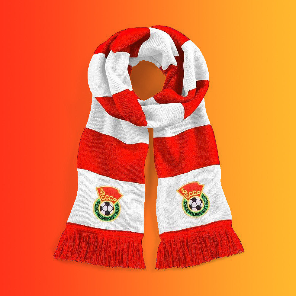 Retro Russia CCCP Bar Scarf with Embroidered Badge