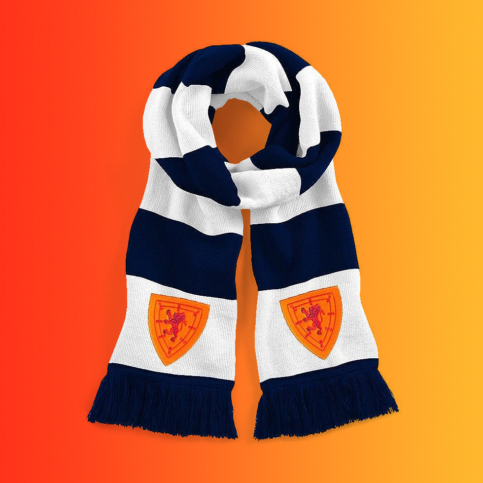 Retro Scotland Bar Scarf with Embroidered Badge