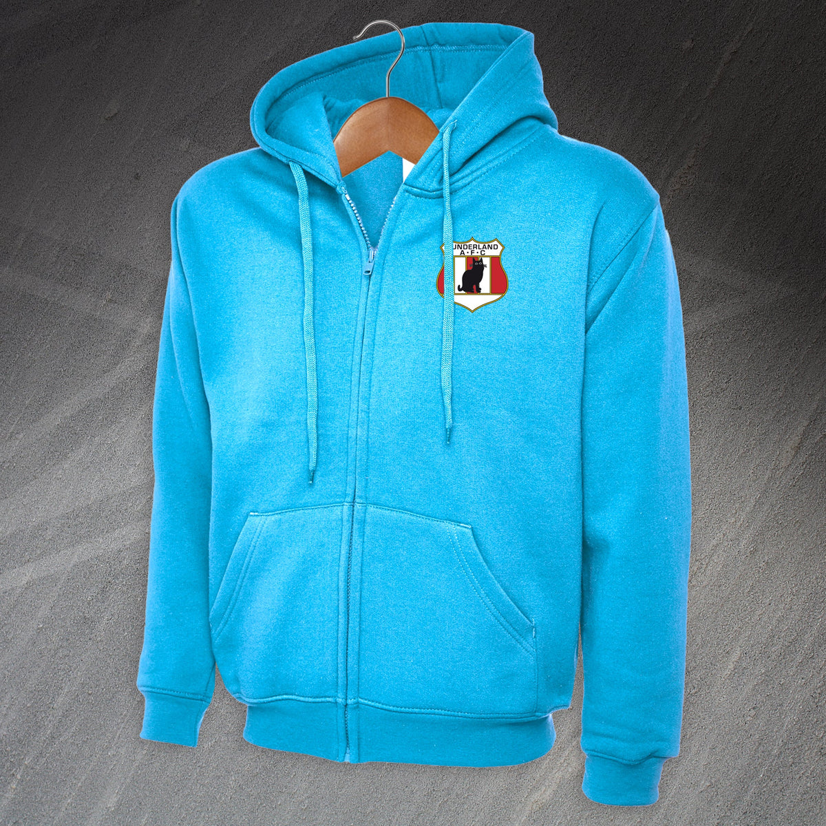 Retro Sunderland 1898 Embroiderd Full Zip Hoodie
