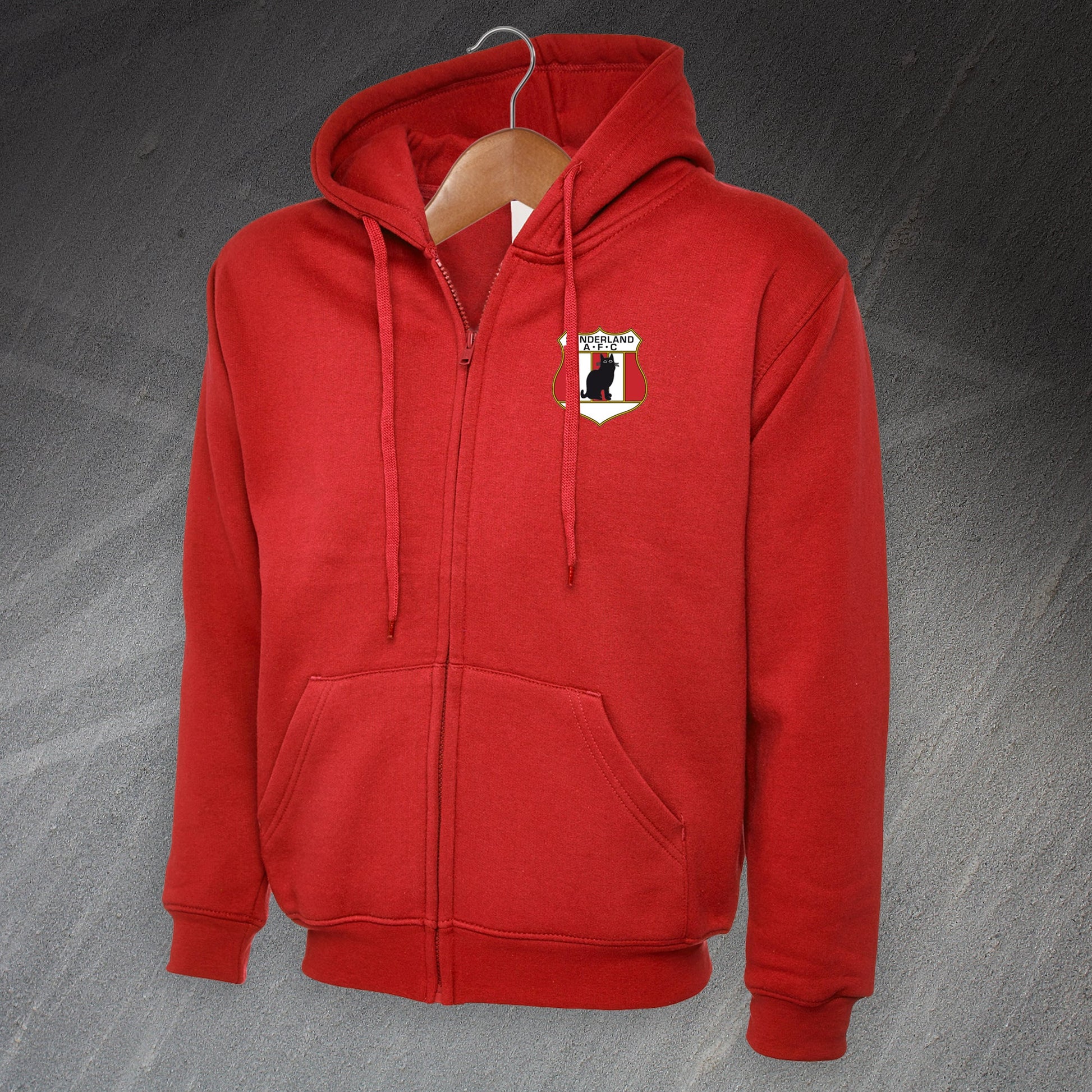 Retro Sunderland 1898 Embroiderd Full Zip Hoodie