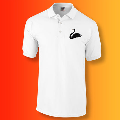 Retro Swansea Polo Shirt with Embroidered Badge White