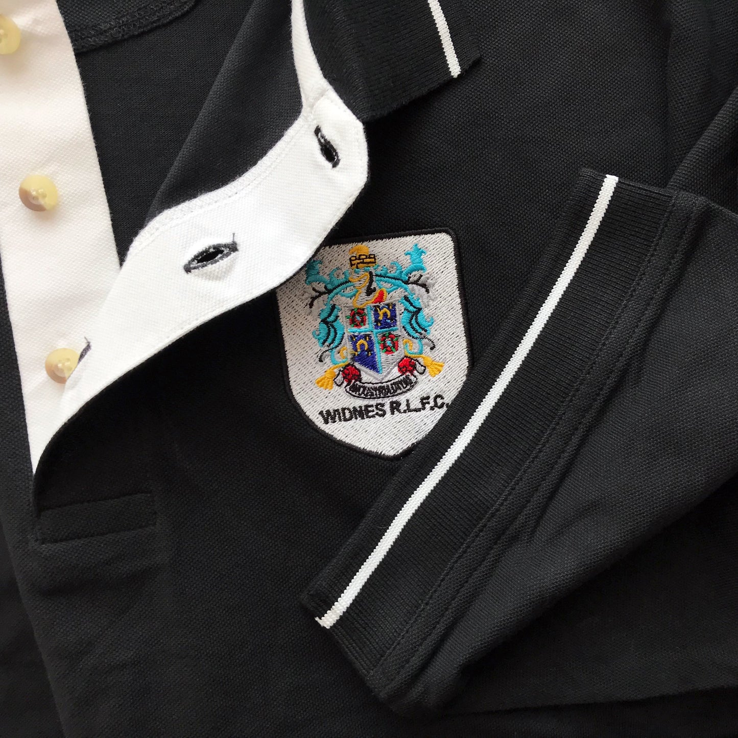 Retro Widnes RLFC Embroidered Contrast Polo Shirt