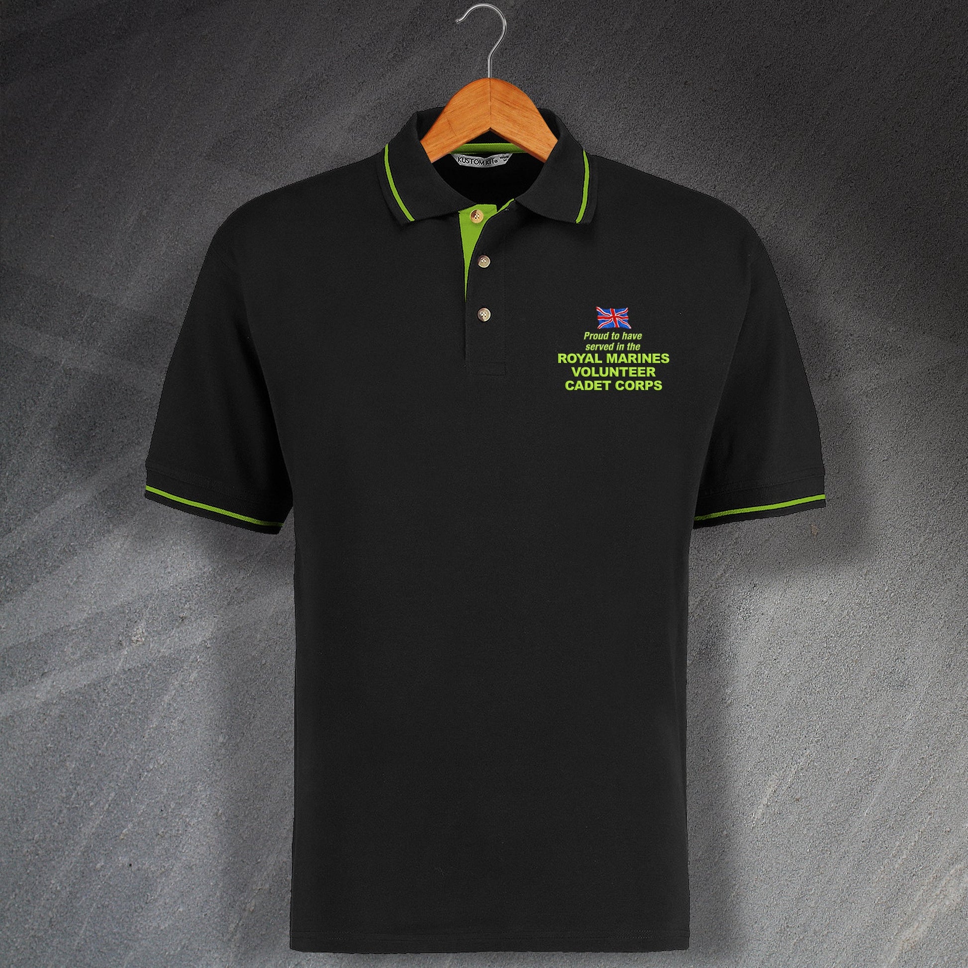 Proud to Have Served In The Royal Marines Volunteer Cadet Corps Embroidered Contrast Polo Shirt