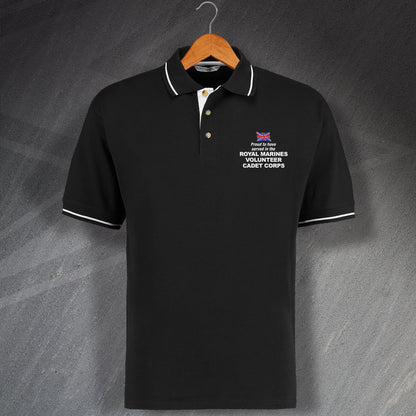 Proud to Have Served In The Royal Marines Volunteer Cadet Corps Embroidered Contrast Polo Shirt