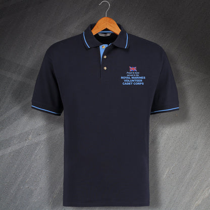 Proud to Have Served In The Royal Marines Volunteer Cadet Corps Embroidered Contrast Polo Shirt