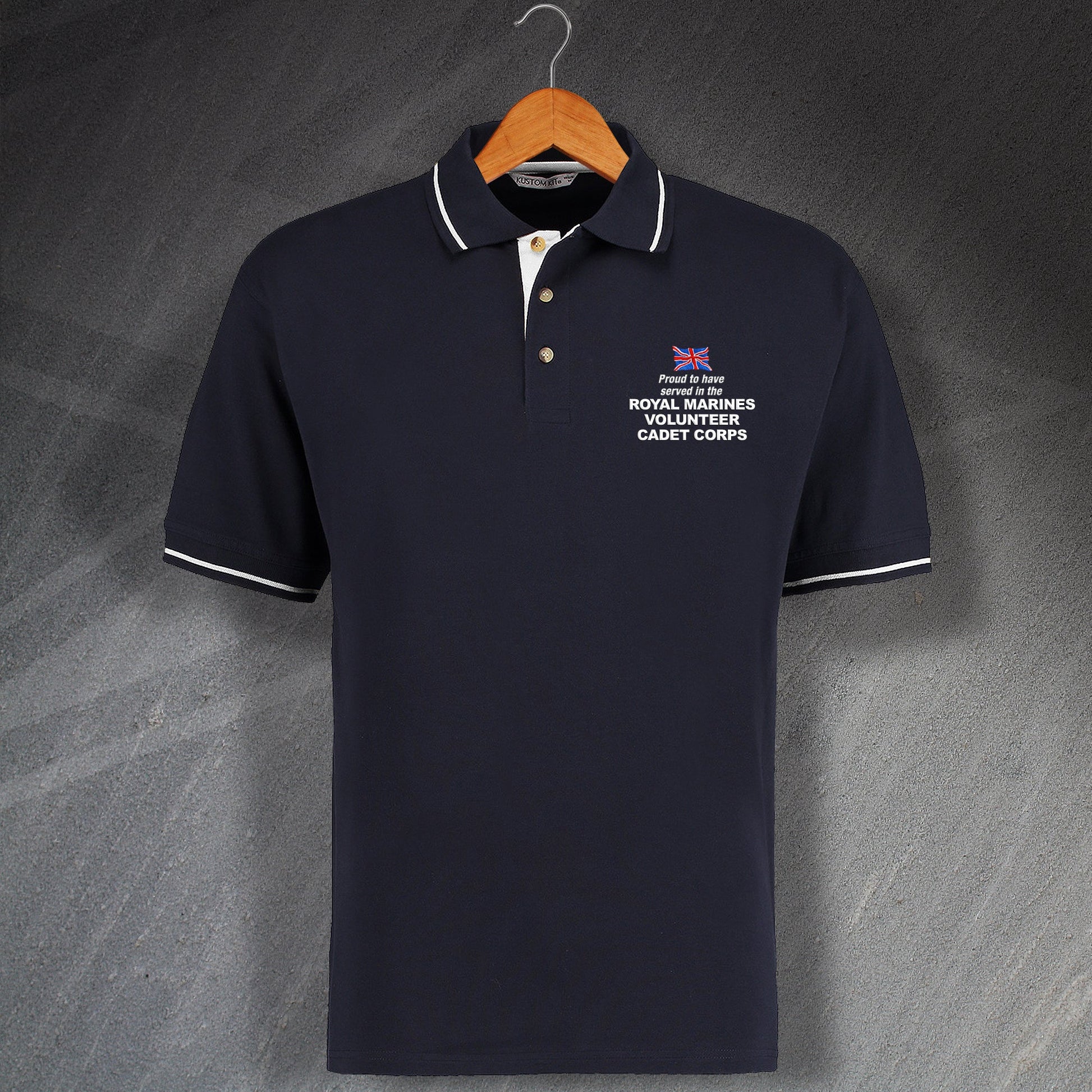 Proud to Have Served In The Royal Marines Volunteer Cadet Corps Embroidered Contrast Polo Shirt