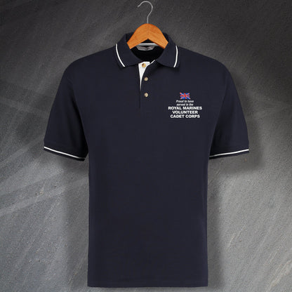 Proud to Have Served In The Royal Marines Volunteer Cadet Corps Embroidered Contrast Polo Shirt