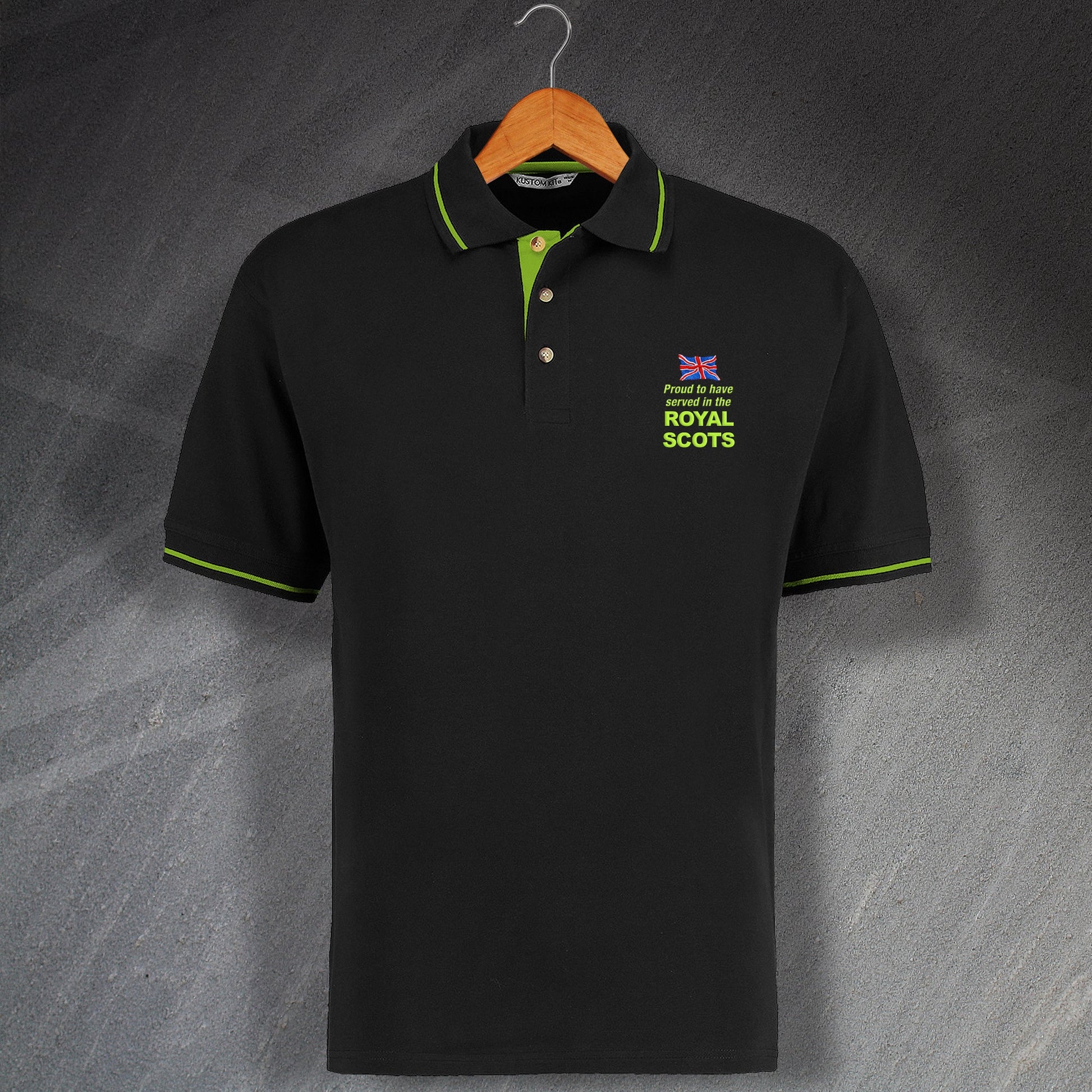 Proud to Have Served In The Royal Scots Embroidered Contrast Polo Shirt