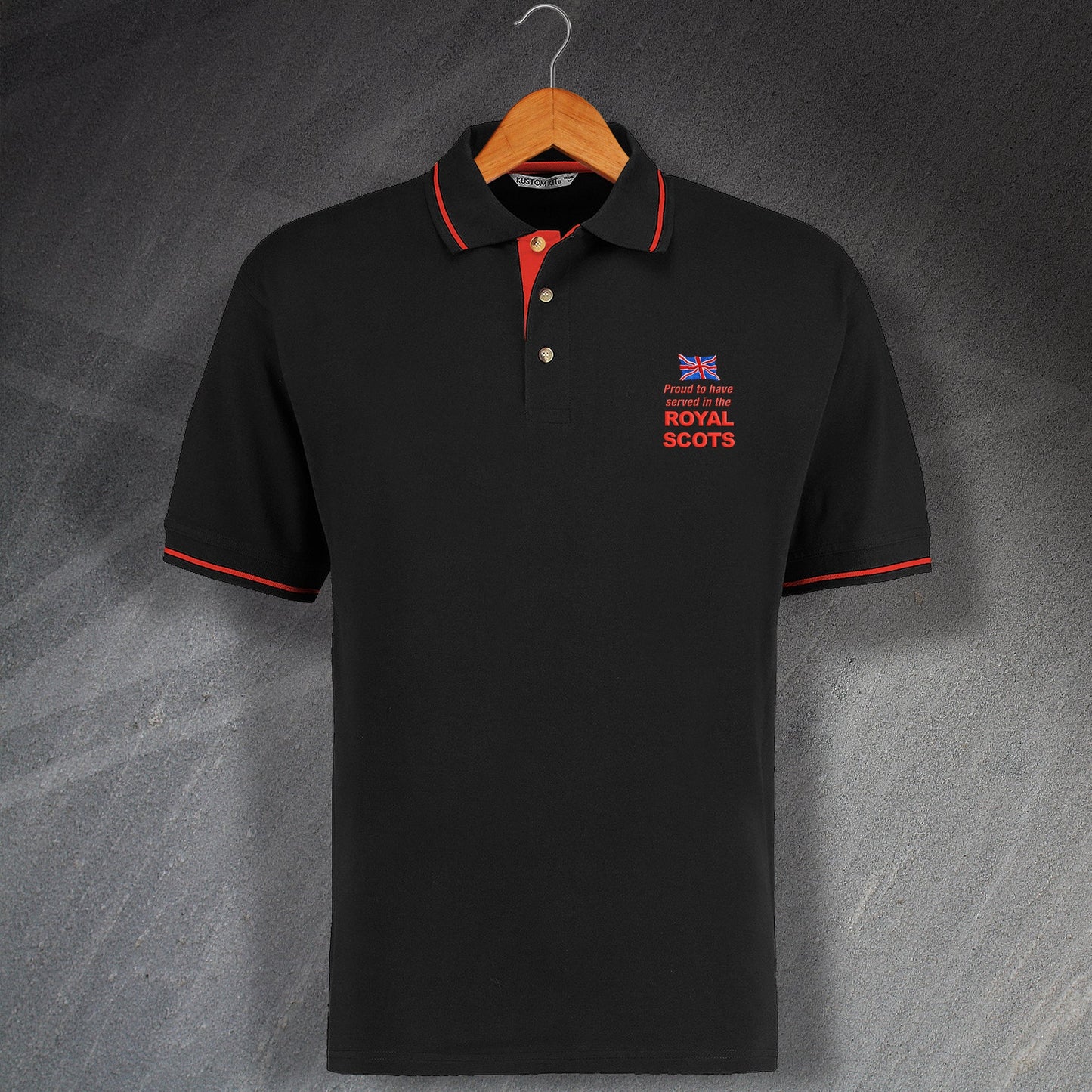 Proud to Have Served In The Royal Scots Embroidered Contrast Polo Shirt