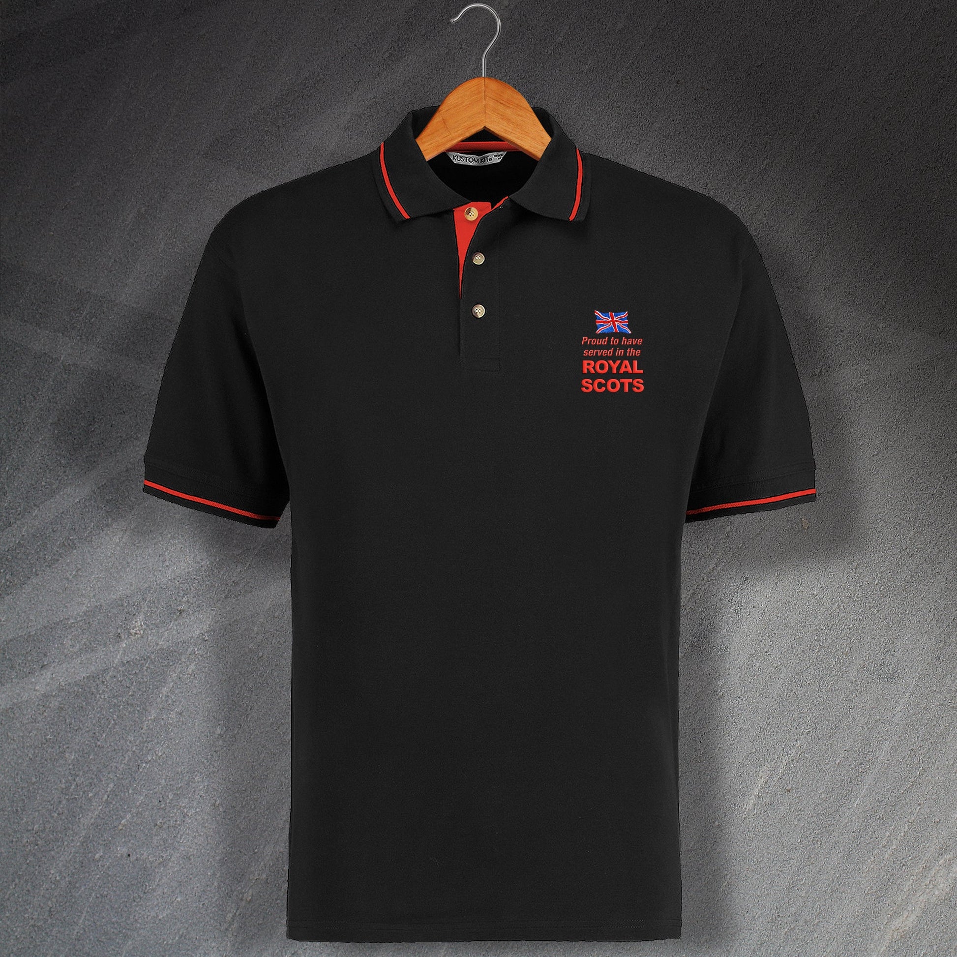 Proud to Have Served In The Royal Scots Embroidered Contrast Polo Shirt