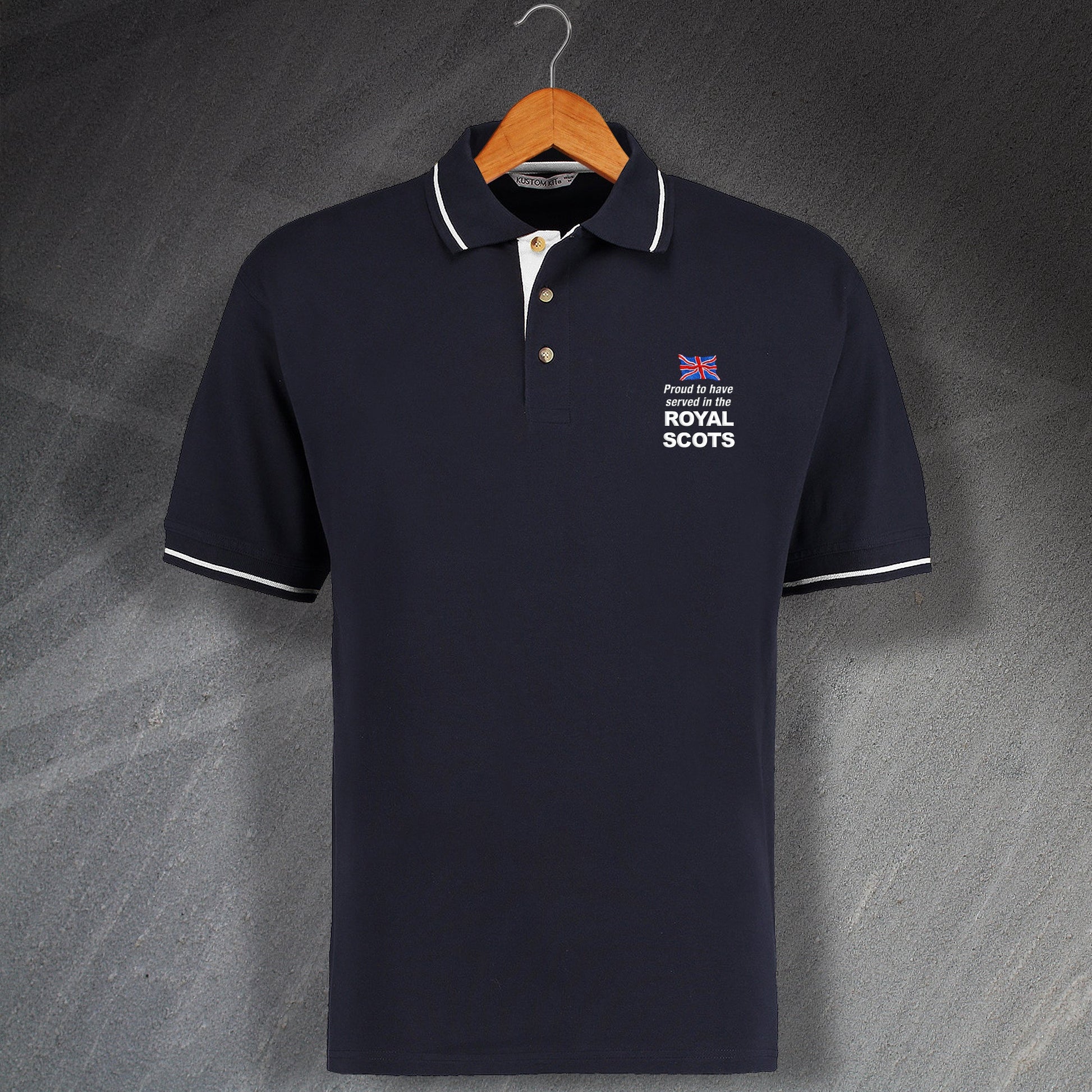 Proud to Have Served In The Royal Scots Embroidered Contrast Polo Shirt