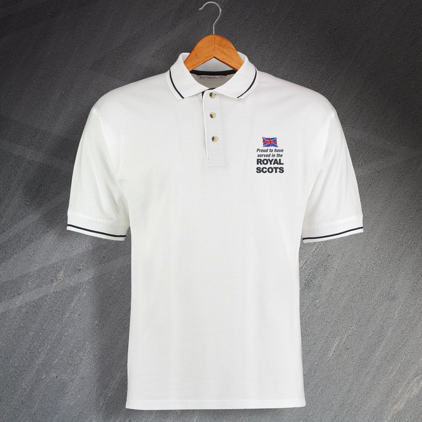 Proud to Have Served In The Royal Scots Embroidered Contrast Polo Shirt
