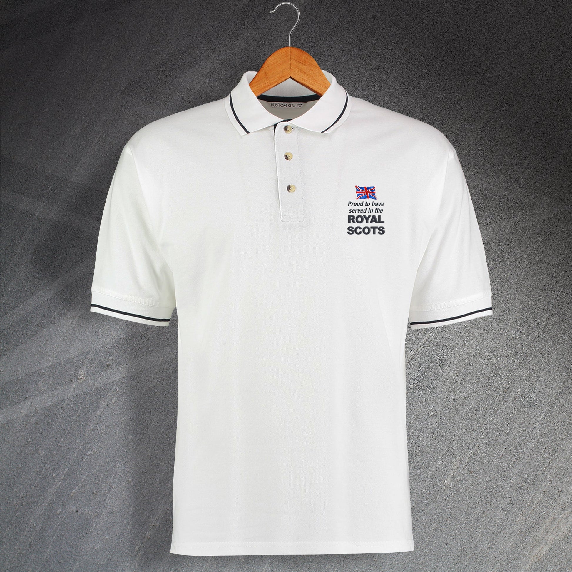Proud to Have Served In The Royal Scots Embroidered Contrast Polo Shirt
