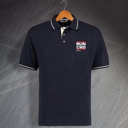 RUN CMD Embroidered Contrast Polo Shirt