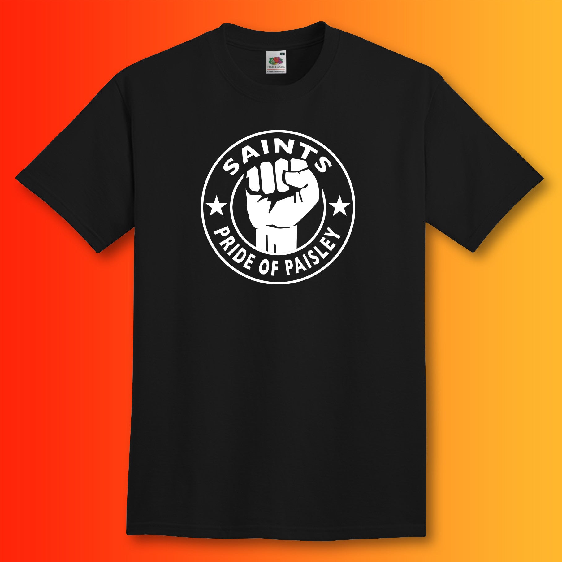 Saints Shirt with The Pride of Paisley Design Black