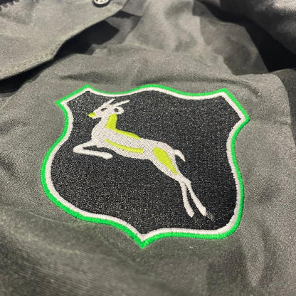 Retro South Africa Rugby Embroidered Padded Wax Jacket - Olive 2XL