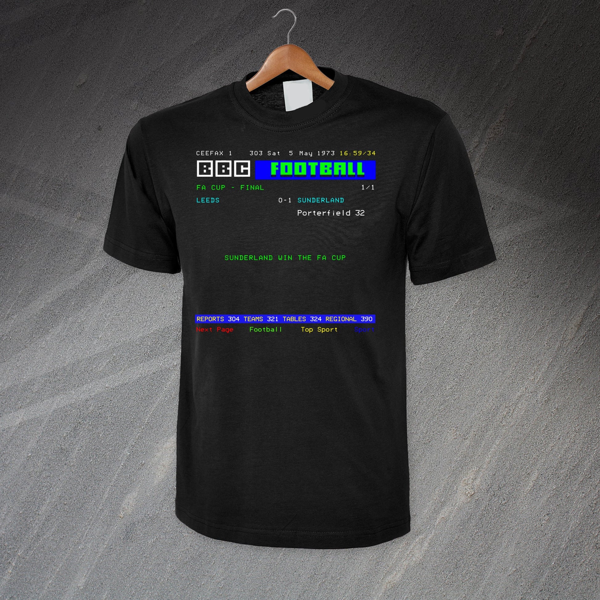 Retro Sunderland 1 Leeds 0 1973 Ceefax T-Shirt