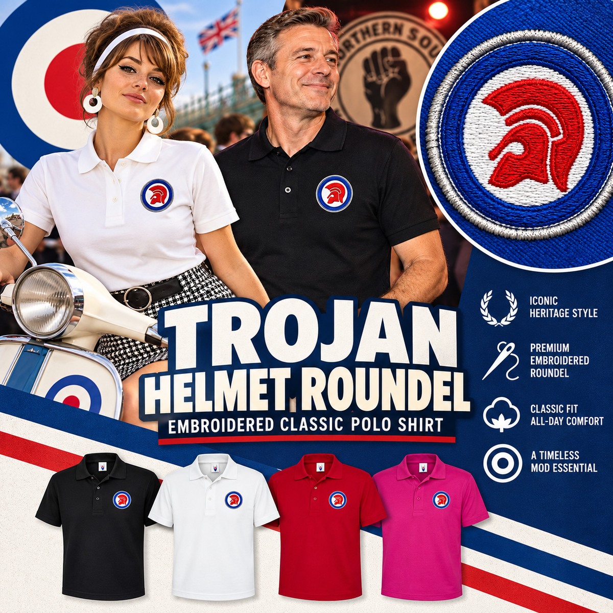 Trojan Helmet Roundel Classic Polo Shirt