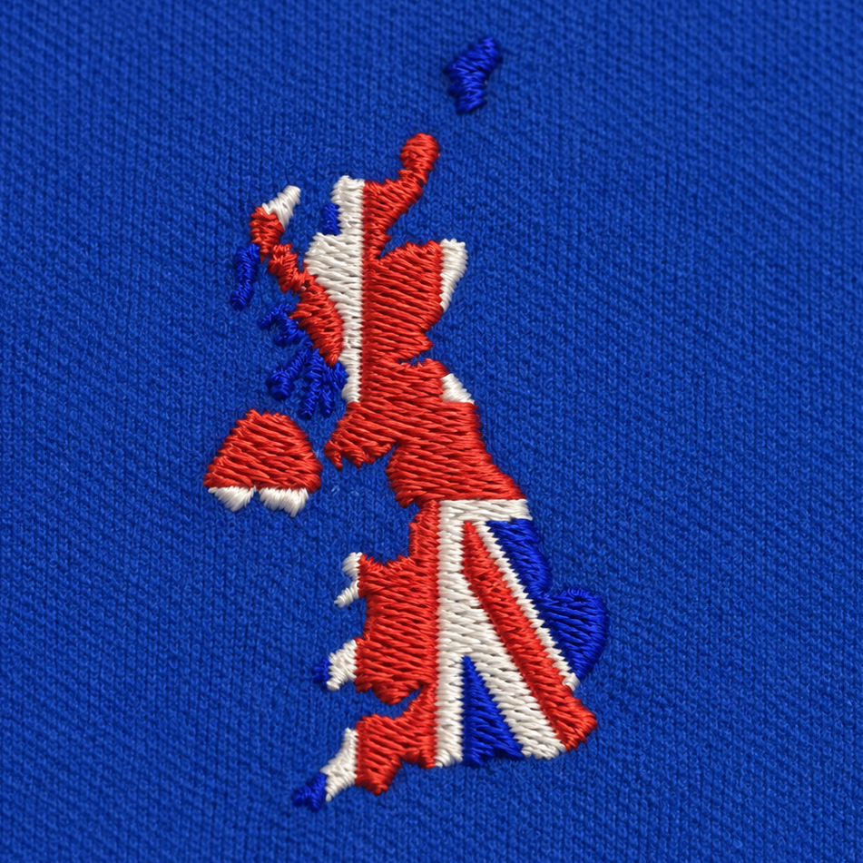 United Kingdom Flag Map Embroidered Tipped Polo Shirt UK
