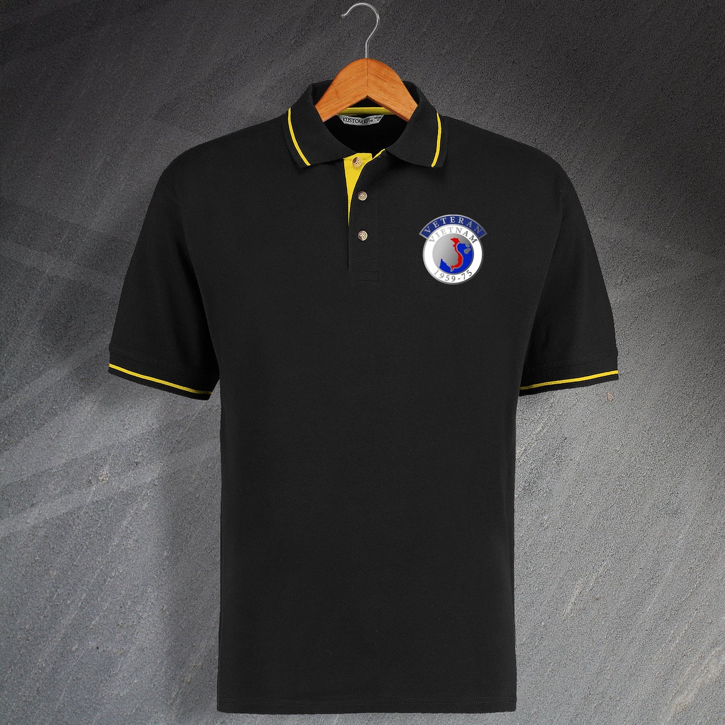 Vietnam Veteran Embroidered Contrast Polo Shirt