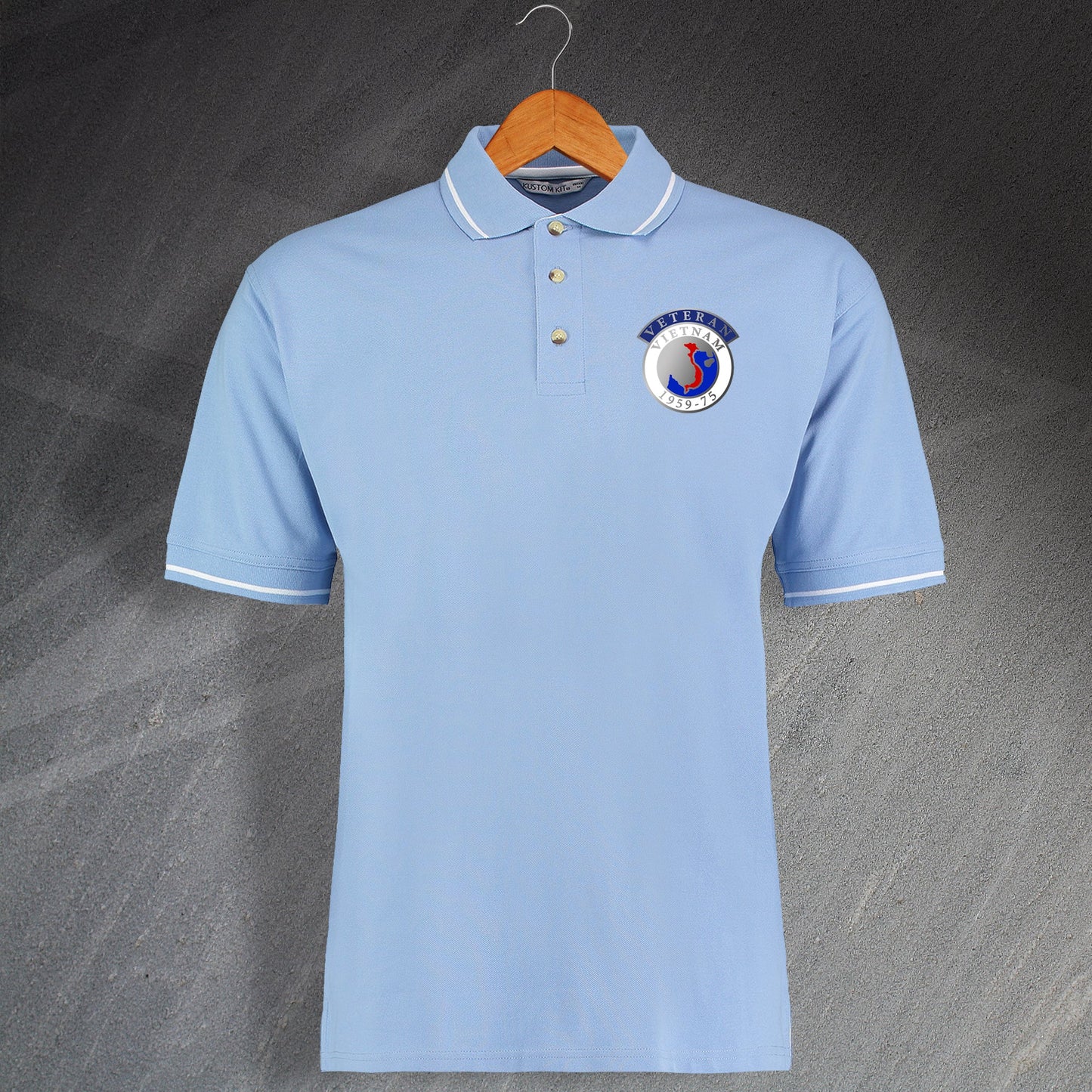 Vietnam Veteran Embroidered Contrast Polo Shirt