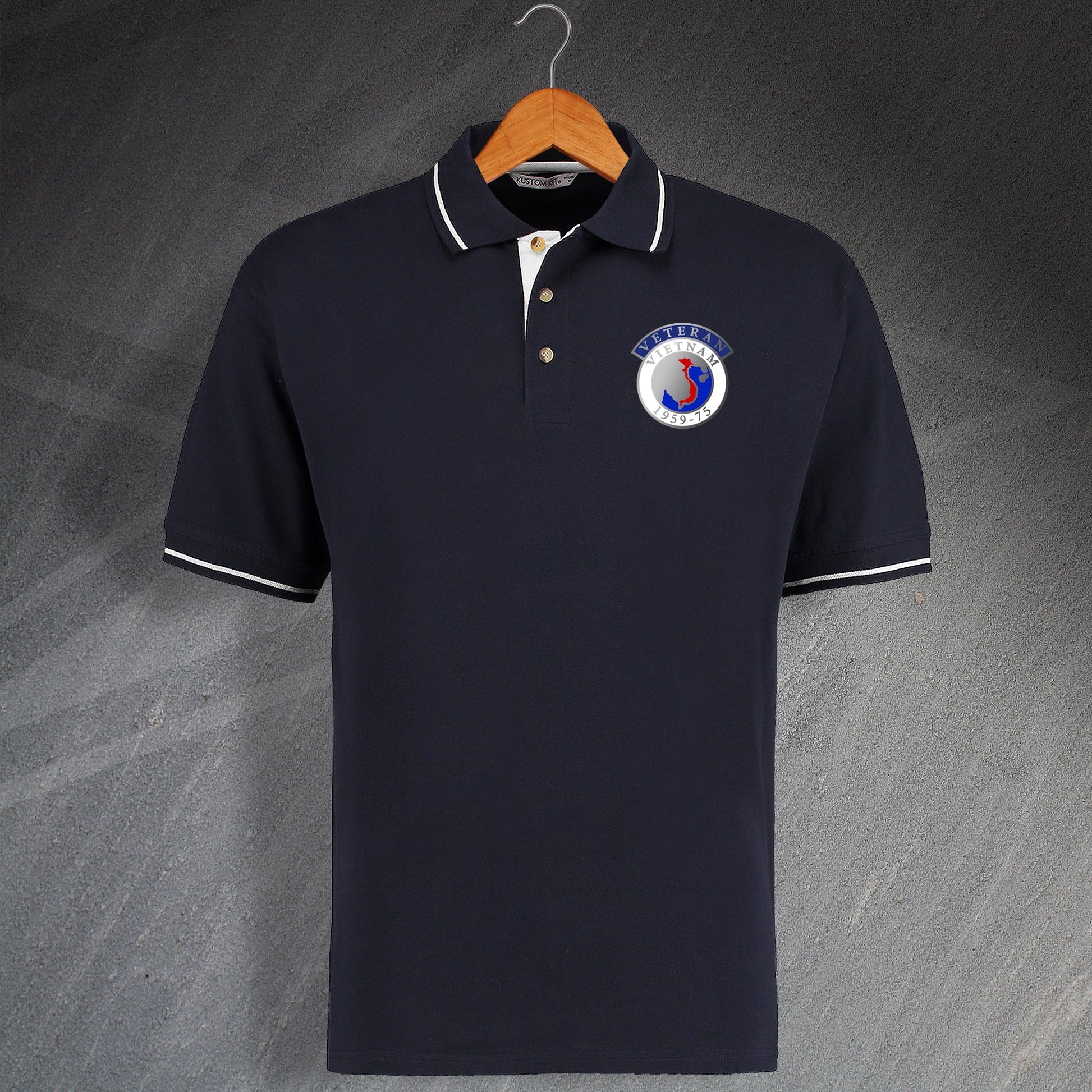 Vietnam Veteran Embroidered Contrast Polo Shirt