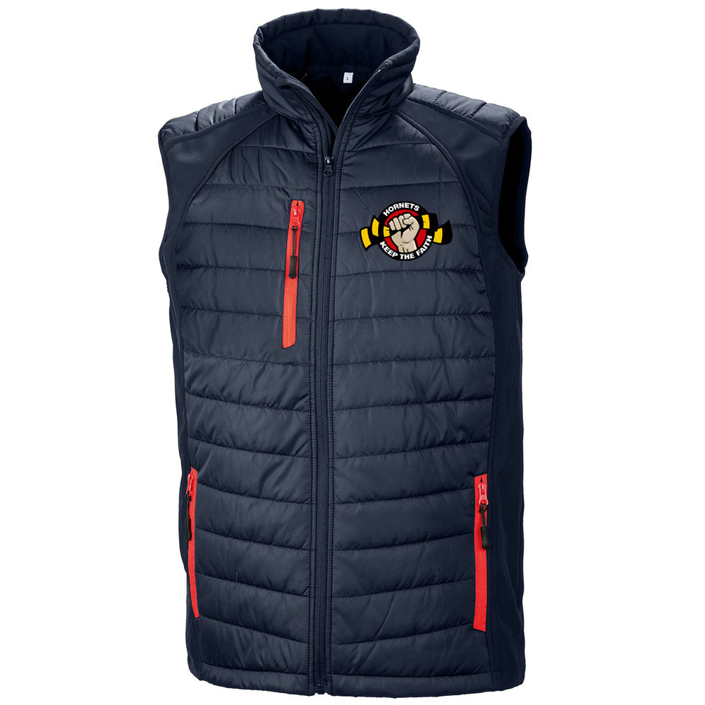 Hornets Keep The Faith Embroidered Compass Padded Softshell Gilet