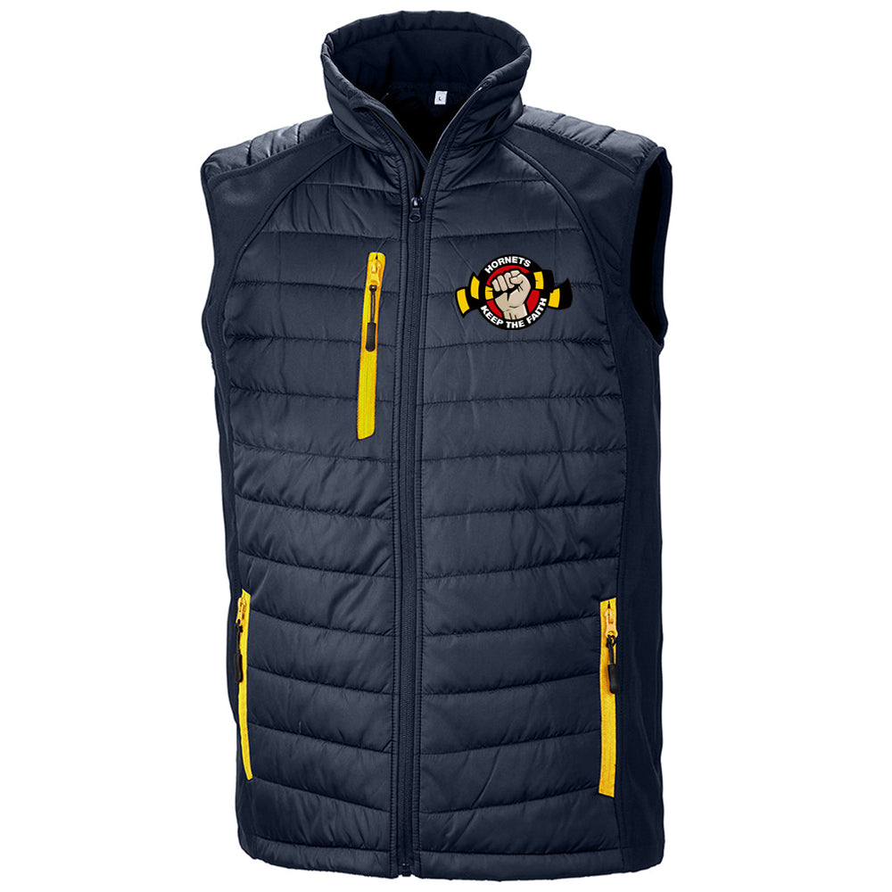 Hornets Keep The Faith Embroidered Compass Padded Softshell Gilet