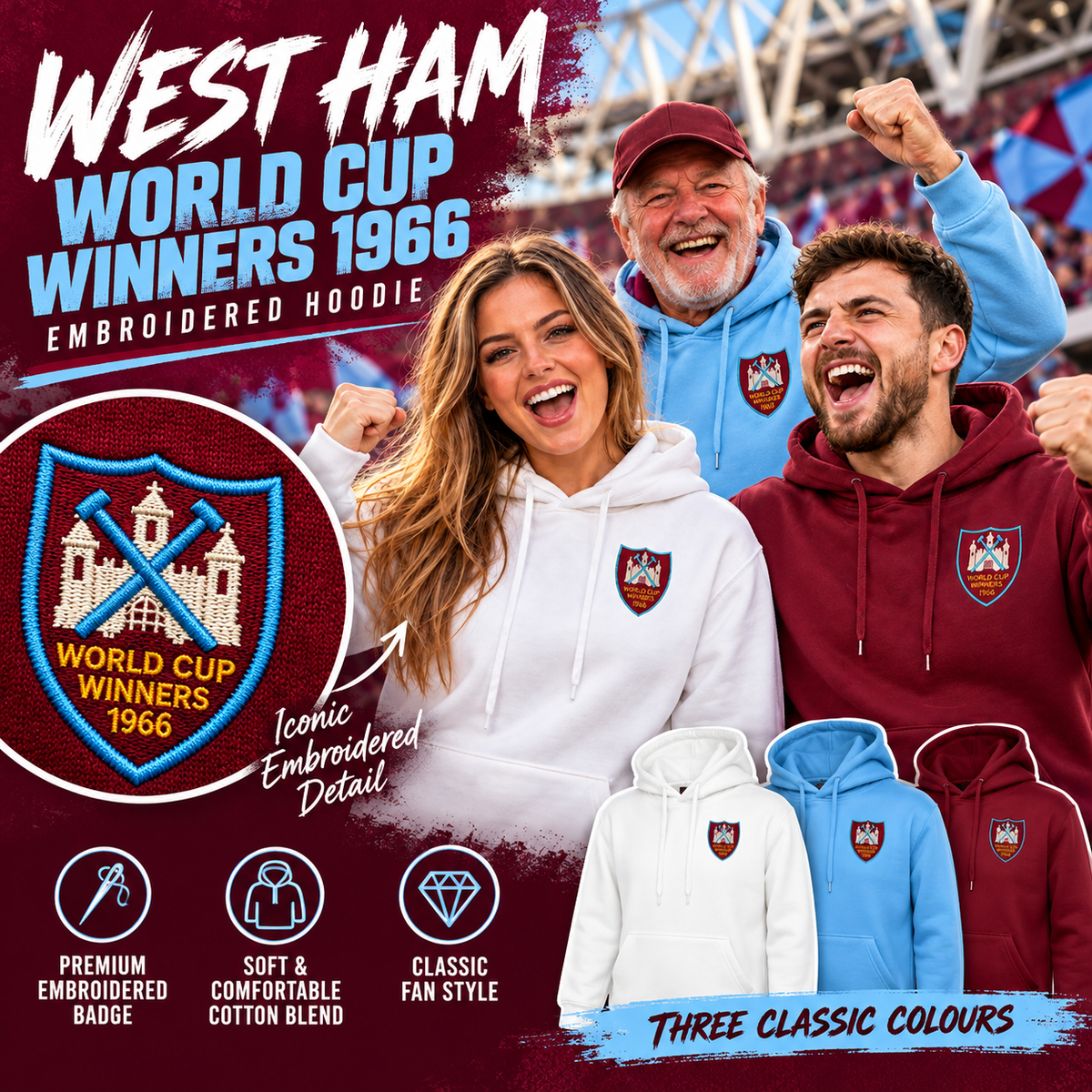 West Ham World Cup Winners 1966 Hoodie