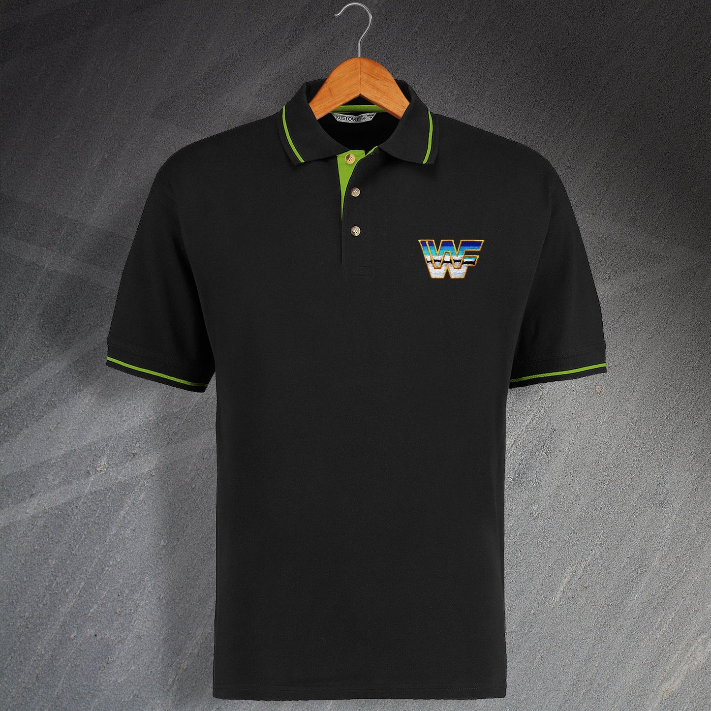 Retro World Wrestling Federation Embroidered Contrast Polo Shirt