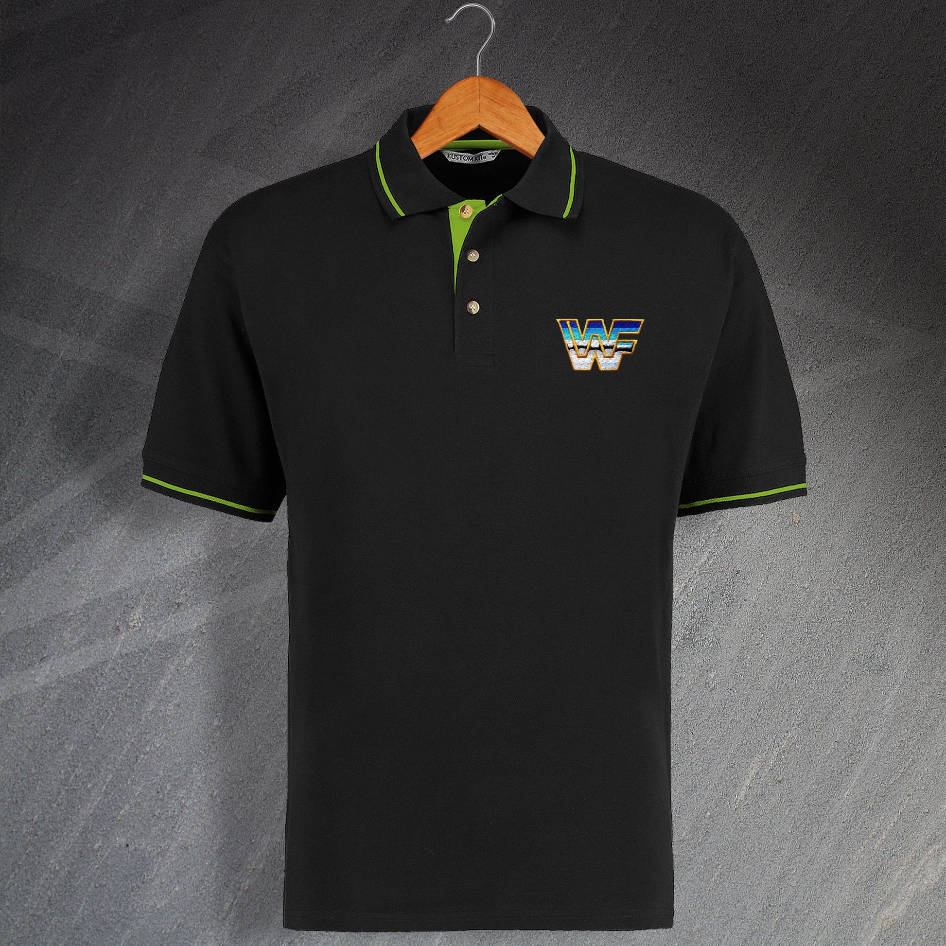 Retro World Wrestling Federation Embroidered Contrast Polo Shirt
