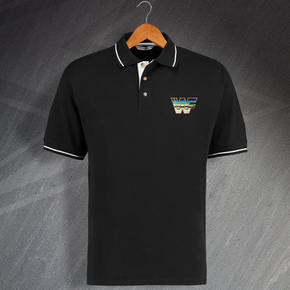 Retro World Wrestling Federation Embroidered Contrast Polo Shirt