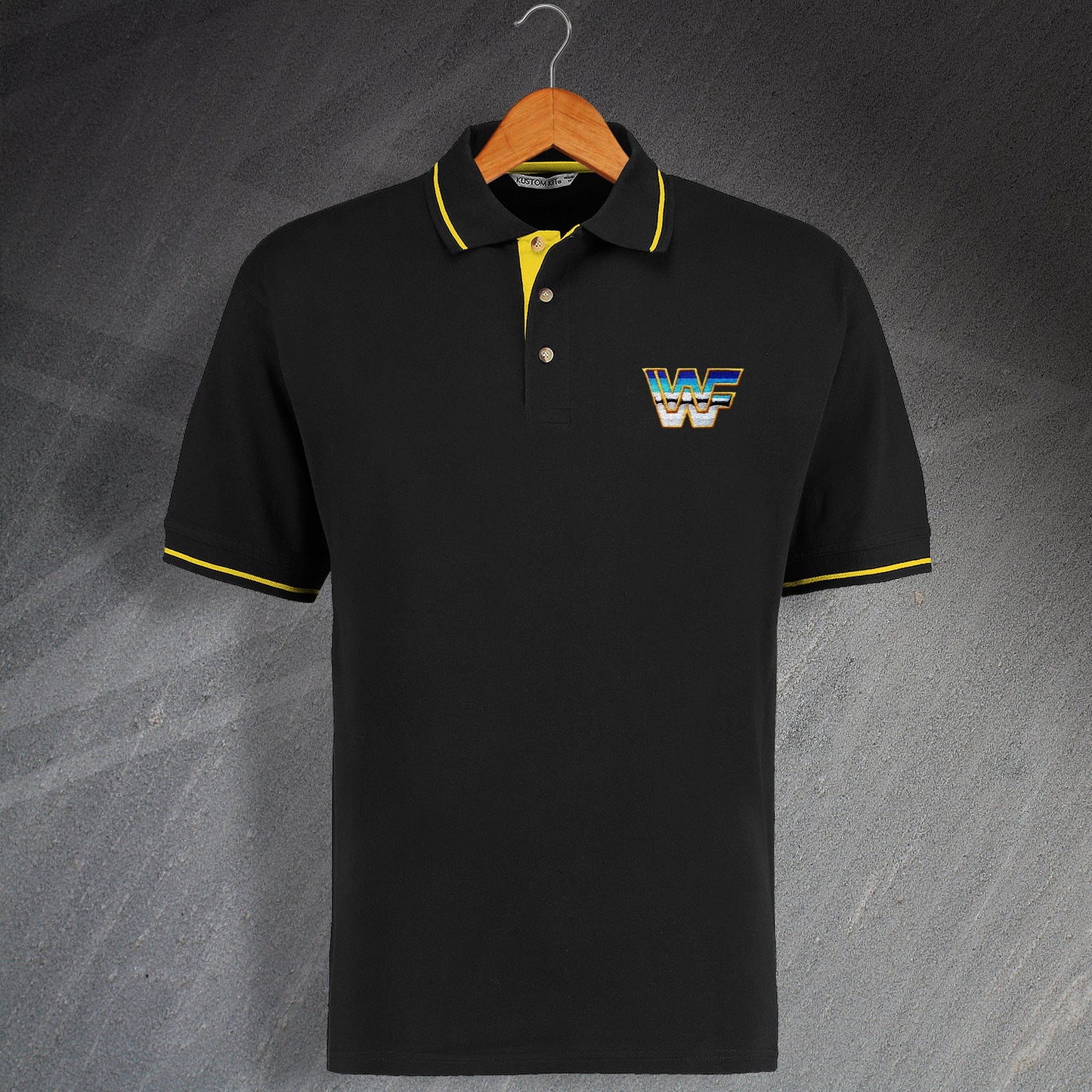 Retro World Wrestling Federation Embroidered Contrast Polo Shirt